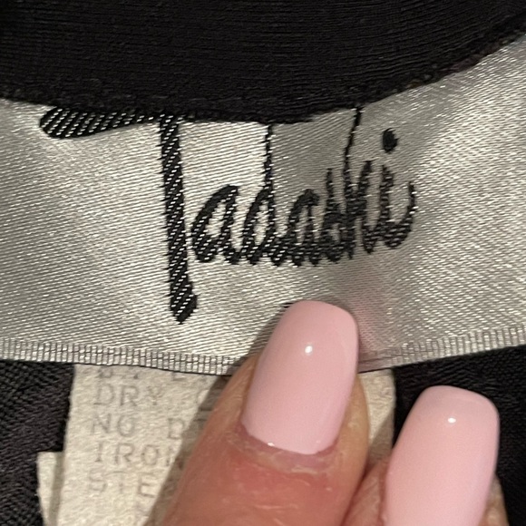 Y2K Vintage Tadashi Women’s Blk Sleeveless Tuxedo Style Full Length Dress SZ S - Picture 9 of 13